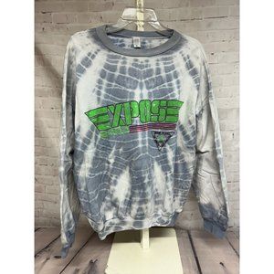 Vintage 2000 Expose Sweatshirt Bleach Tie Dye Made in the USA XL Gray Blue Italy